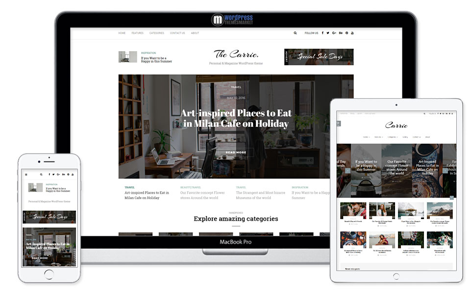 Carrie - Personal & Magazine WordPress Responsive Clean Blog Theme