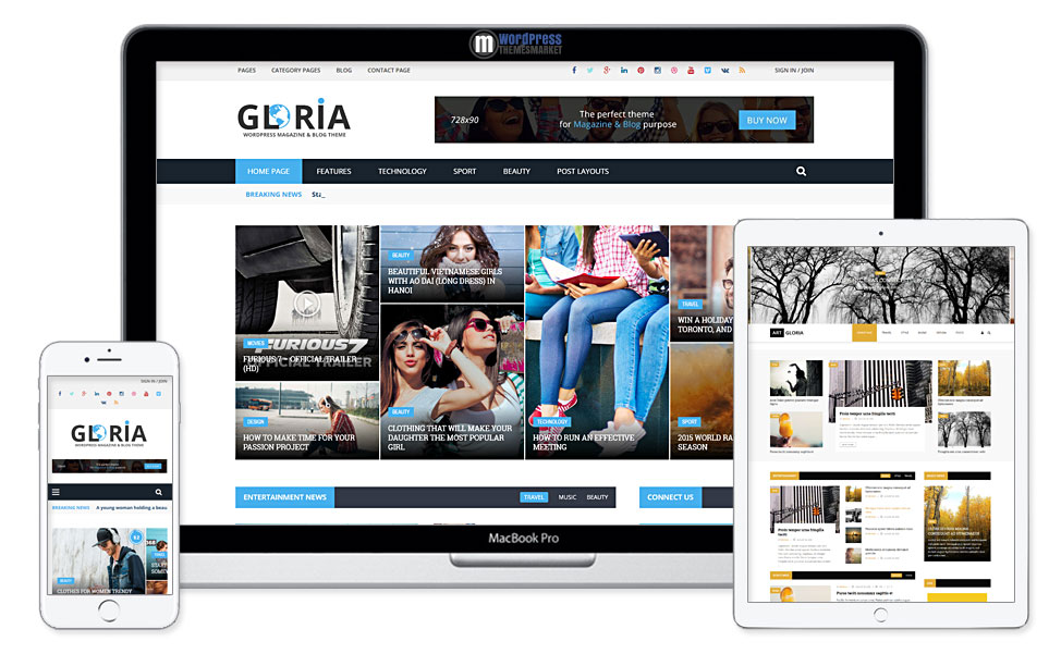 Gloria - Multiple Concepts Blog Magazine WordPress Theme