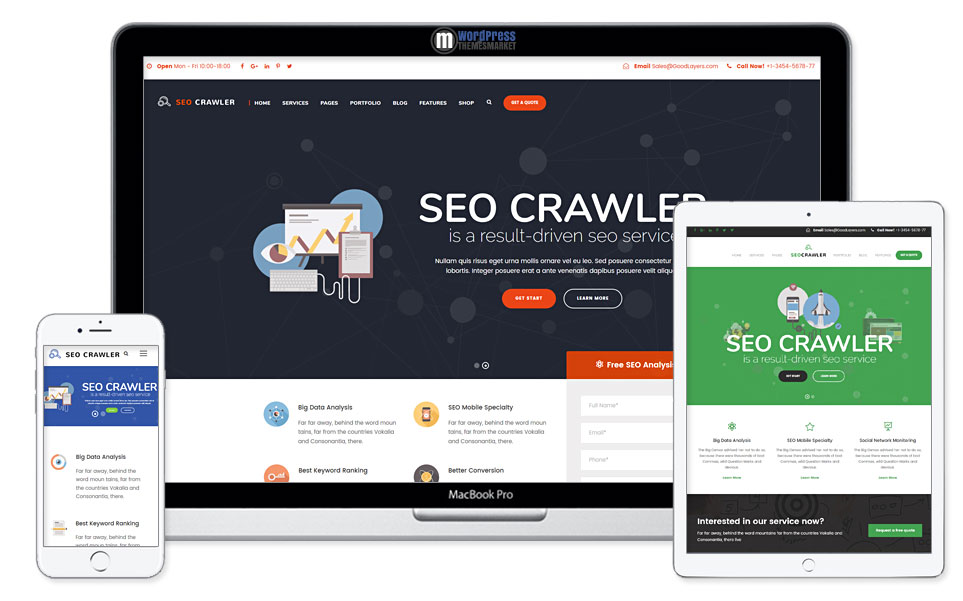 SEO Crawler - Digital Marketing Agency, Social Media, SEO WordPress Theme